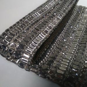 Jeweled Pewter Evening Clutch
